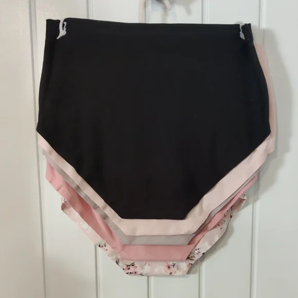 Laura Ashley Pink Floral & Solid No Show Briefs Set - 5 Pack - Picture 2 of 4